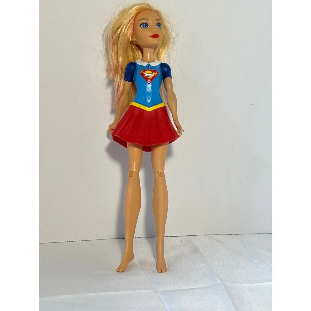 DC Supergirl Doll Blonde Red Skirt Blue Top Superman Logo Action Figure‎